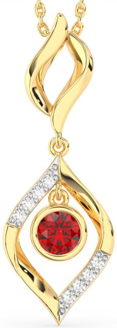 Large Diamond Ruby Gold Necklace