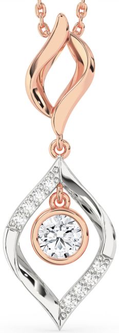 Large Diamond Gold Silver Necklace