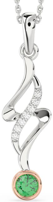 Large Diamond Emerald Rose Gold Silver Infinity Necklace