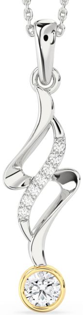 Large Diamond Platinum & Yellow Gold Infinity Necklace