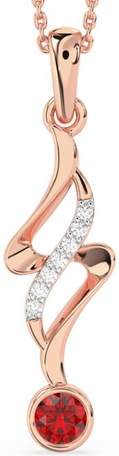 Large Diamond Ruby Rose Gold Infinity Necklace