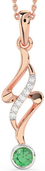 Large Diamond Emerald Rose Gold Silver Infinity Necklace