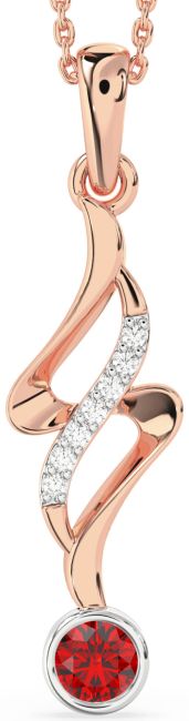 Large Diamond Ruby Rose Gold Silver Infinity Necklace