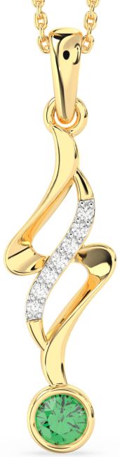 Large Diamond Emerald Gold Infinity Necklace