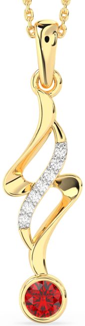 Large Diamond Ruby Gold Infinity Necklace