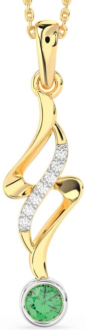 Large Diamond Emerald Gold Silver Infinity Necklace