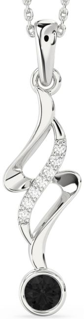 Large Black Diamond Silver Infinity Necklace