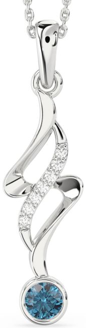 Large Blue Diamond Silver Infinity Necklace