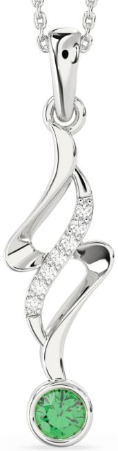 Large Diamond Emerald Silver Infinity Necklace