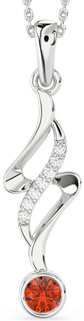 Large Diamond Fire Opal Silver Infinity Necklace