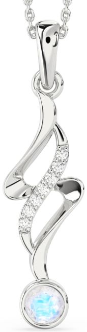 Large Diamond Moonstone Silver Infinity Necklace