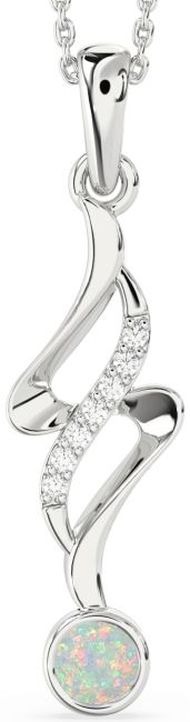 Large Diamond Opal Silver Infinity Necklace