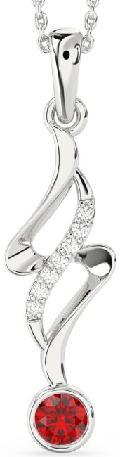 Large Diamond Ruby Silver Infinity Necklace