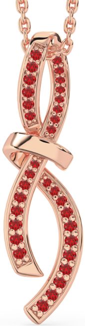 Large Ruby Rose Gold Infinity Bow Necklace