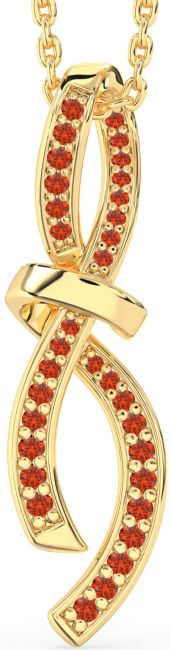 Large Fire Opal Gold Infinity Bow Necklace