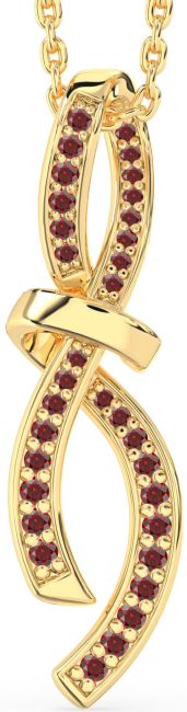 Large Garnet Gold Infinity Bow Necklace