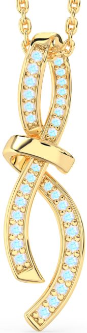 Large Moonstone Gold Infinity Bow Necklace