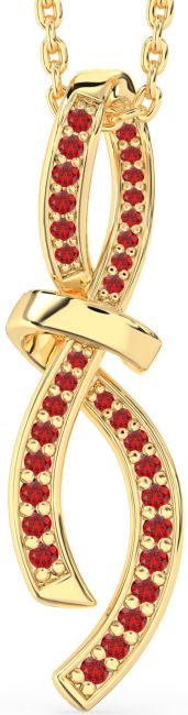 Large Ruby Gold Infinity Bow Necklace