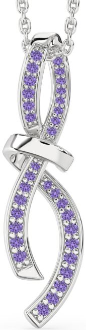 Large Alexandrite Silver Infinity Bow Necklace