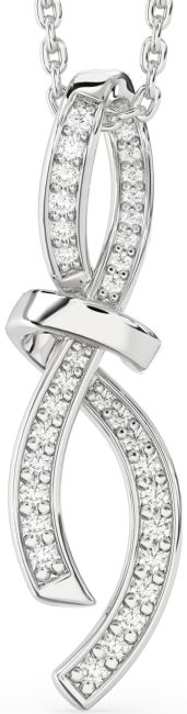 Large Diamond Silver Infinity Bow Necklace