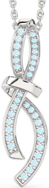 Large Moonstone Silver Infinity Bow Necklace