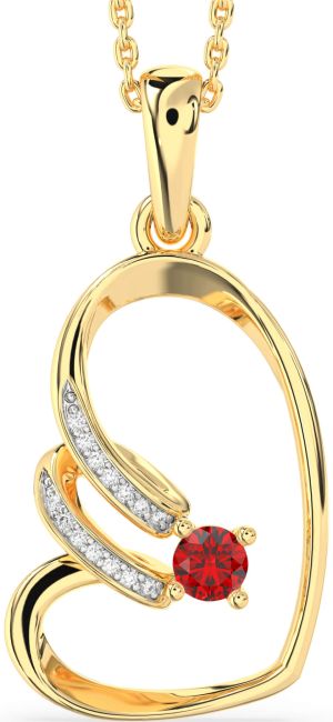 Diamond Ruby Gold Heart Necklace