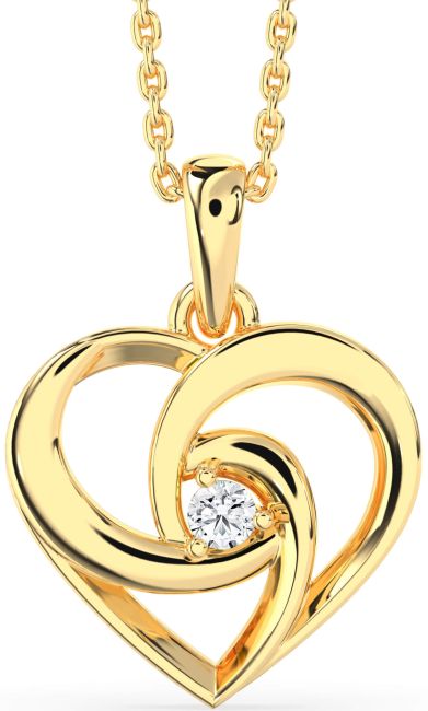 Diamond Gold Silver Heart Necklace