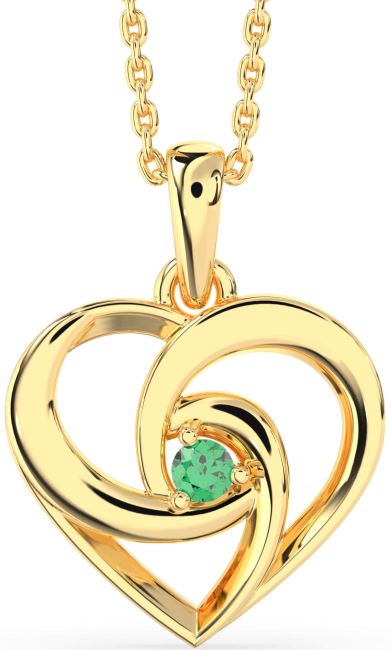 Emerald Gold Heart Necklace