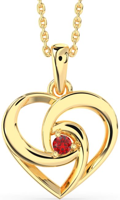 Ruby Gold Heart Necklace