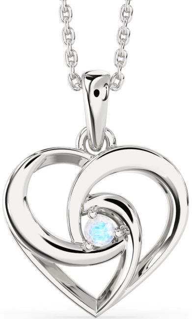 Moonstone Silver Heart Necklace