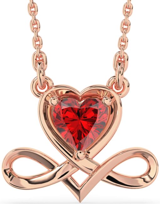 Ruby Rose Gold Heart Infinity Necklace