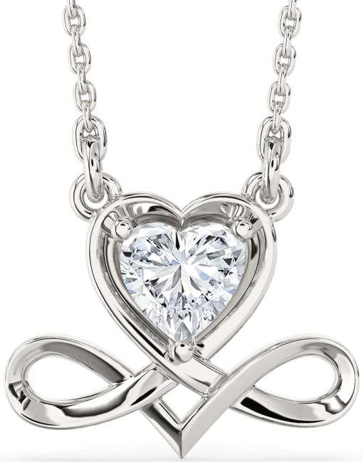 Diamond White Gold Heart Infinity Necklace