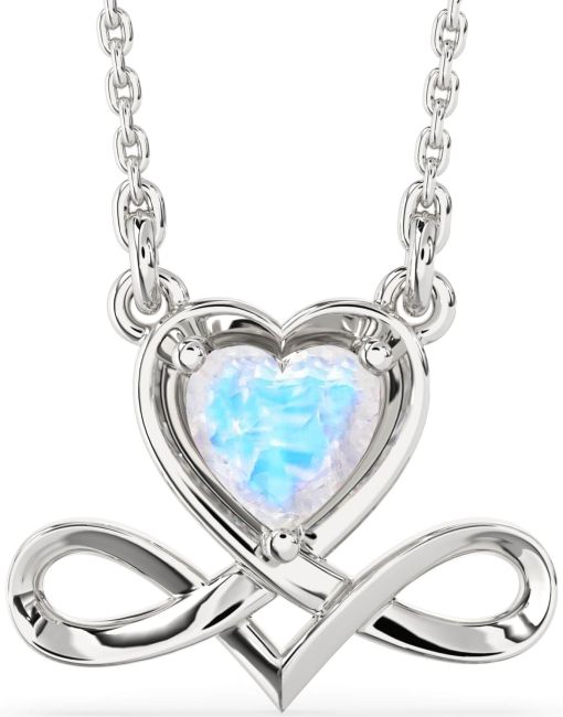 Moonstone Silver Heart Infinity Necklace
