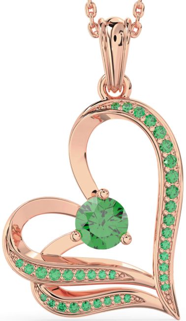 Emerald Rose Gold Heart Necklace