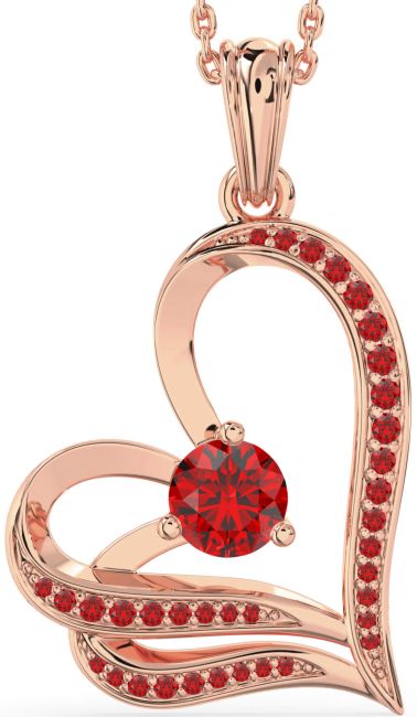 Ruby Rose Gold Heart Necklace