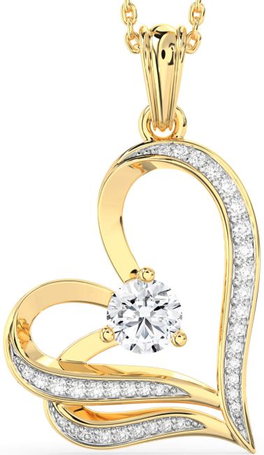 Diamond Gold Silver Heart Necklace