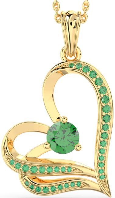 Emerald Gold Heart Necklace