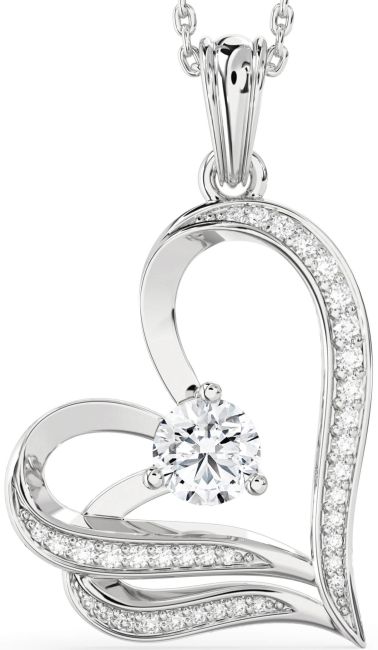 Diamond Silver Heart Necklace
