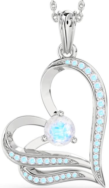 Moonstone Silver Heart Necklace