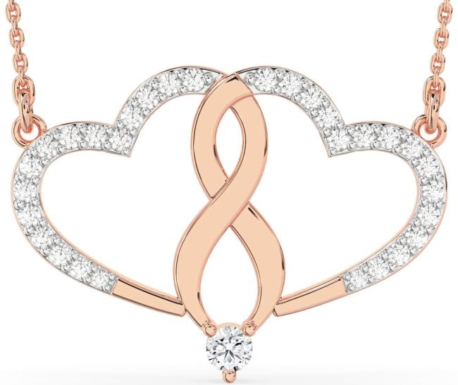 Large Diamond Rose Gold Heart Infinity Necklace