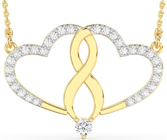 Large Diamond Gold Silver Heart Infinity Necklace