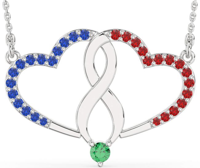 Large Silver Heart Infinity Necklace
