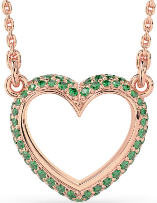 Emerald Rose Gold Heart Necklace