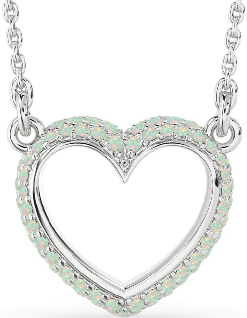 Opal Silver Heart Necklace