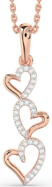 Diamond Rose Gold Silver Heart Necklace