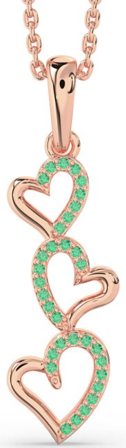Emerald Rose Gold Heart Necklace