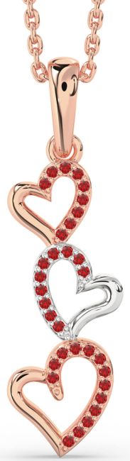 Ruby Rose Gold Silver Heart Necklace