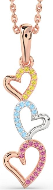 White Rose Gold Heart Necklace