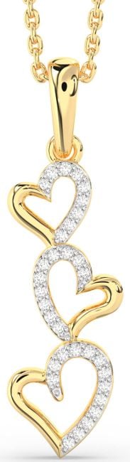 Diamond Gold Silver Heart Necklace