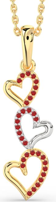 Ruby Gold Silver Heart Necklace